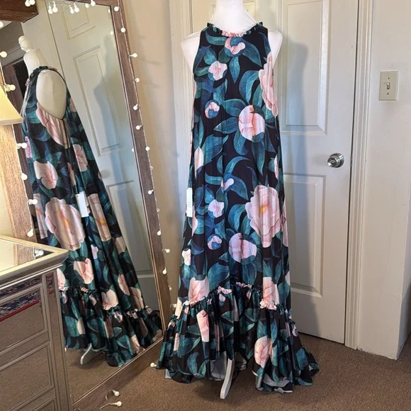 MAC DUGGAL
High Neck Floral Babydoll Long Dress - Picture 4 of 15